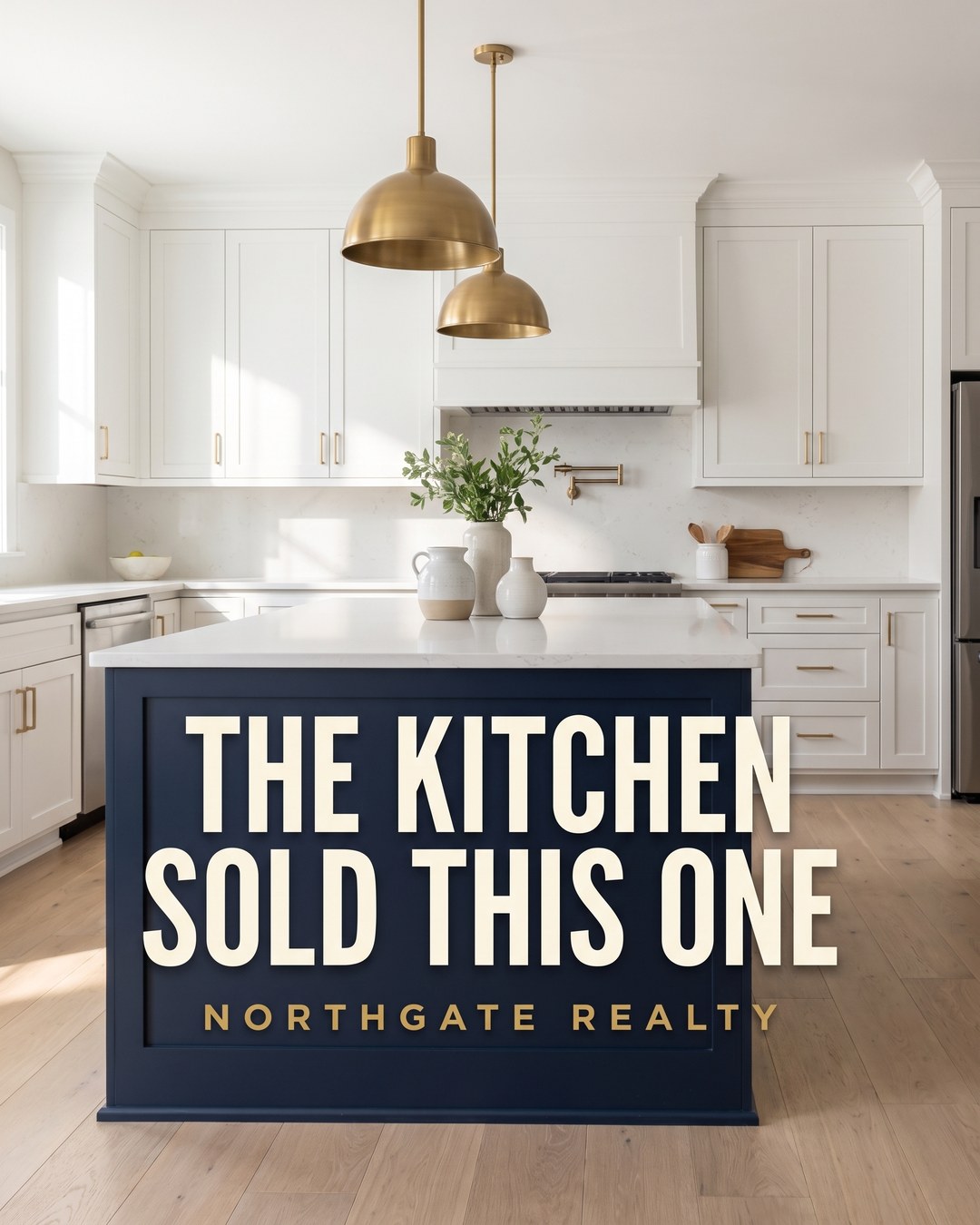 Post reading The kitchen sold this one, on a navy kitchen island
